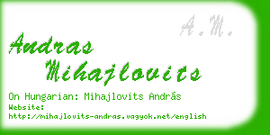 andras mihajlovits business card